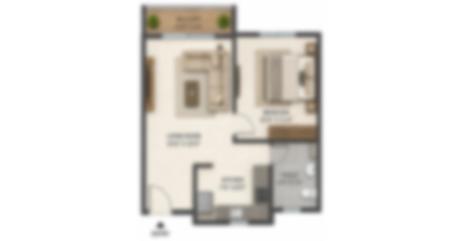 1 BHK Floor Plan